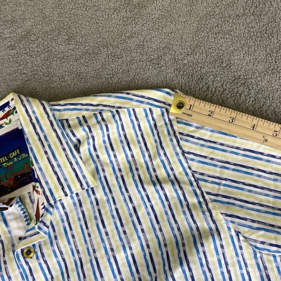 Robert Graham Shirt Men's Large Striped Button Long Sleeve Dinosaur‎ Flip Cuff - Picture 14 of 16